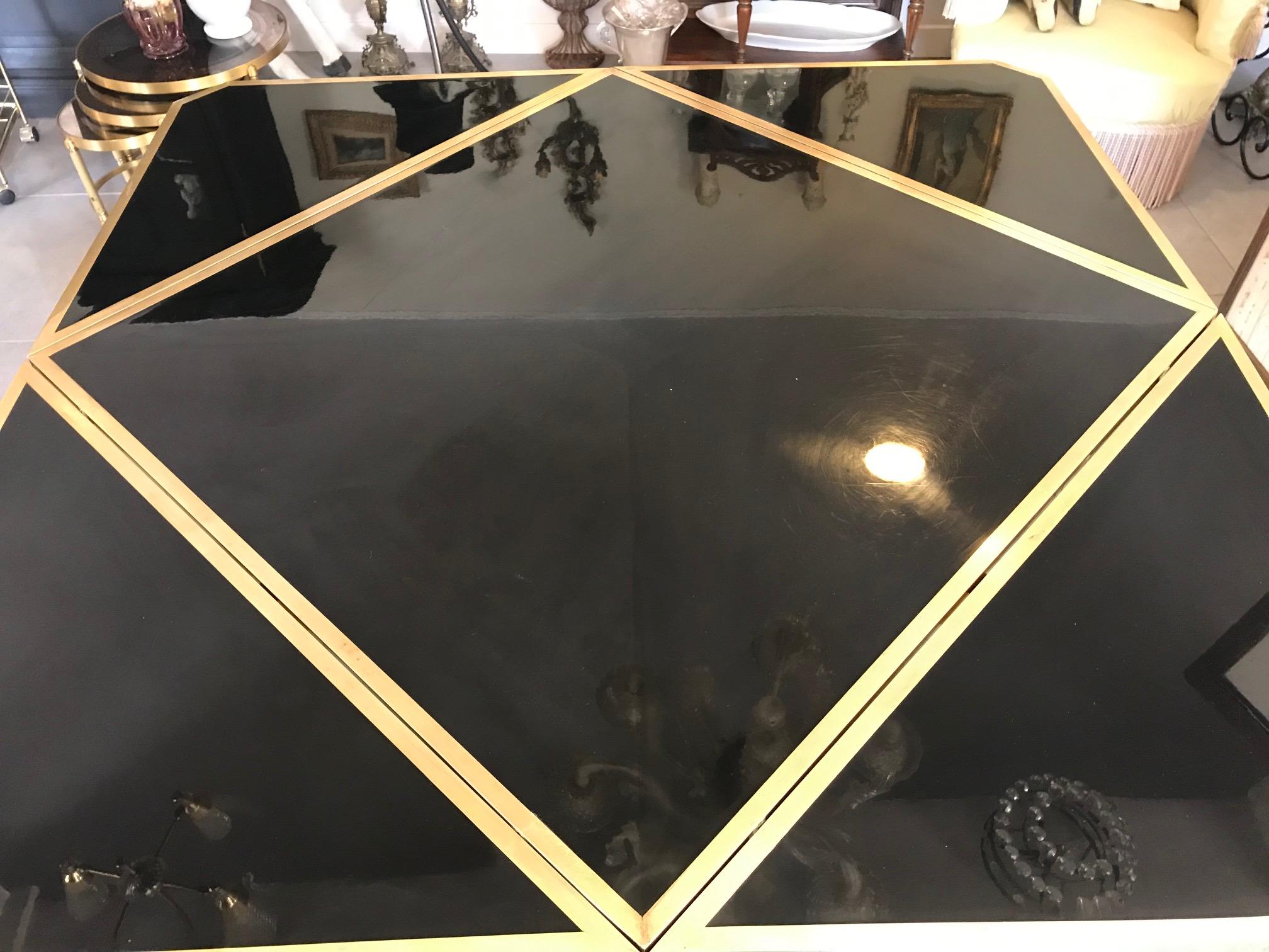 20th Century Extending Brass and Black Lacquer Romeo Rega Table, 1970s For Sale 2