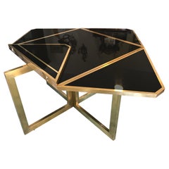 20th Century Extending Brass and Black Lacquer Romeo Rega Table, 1970s