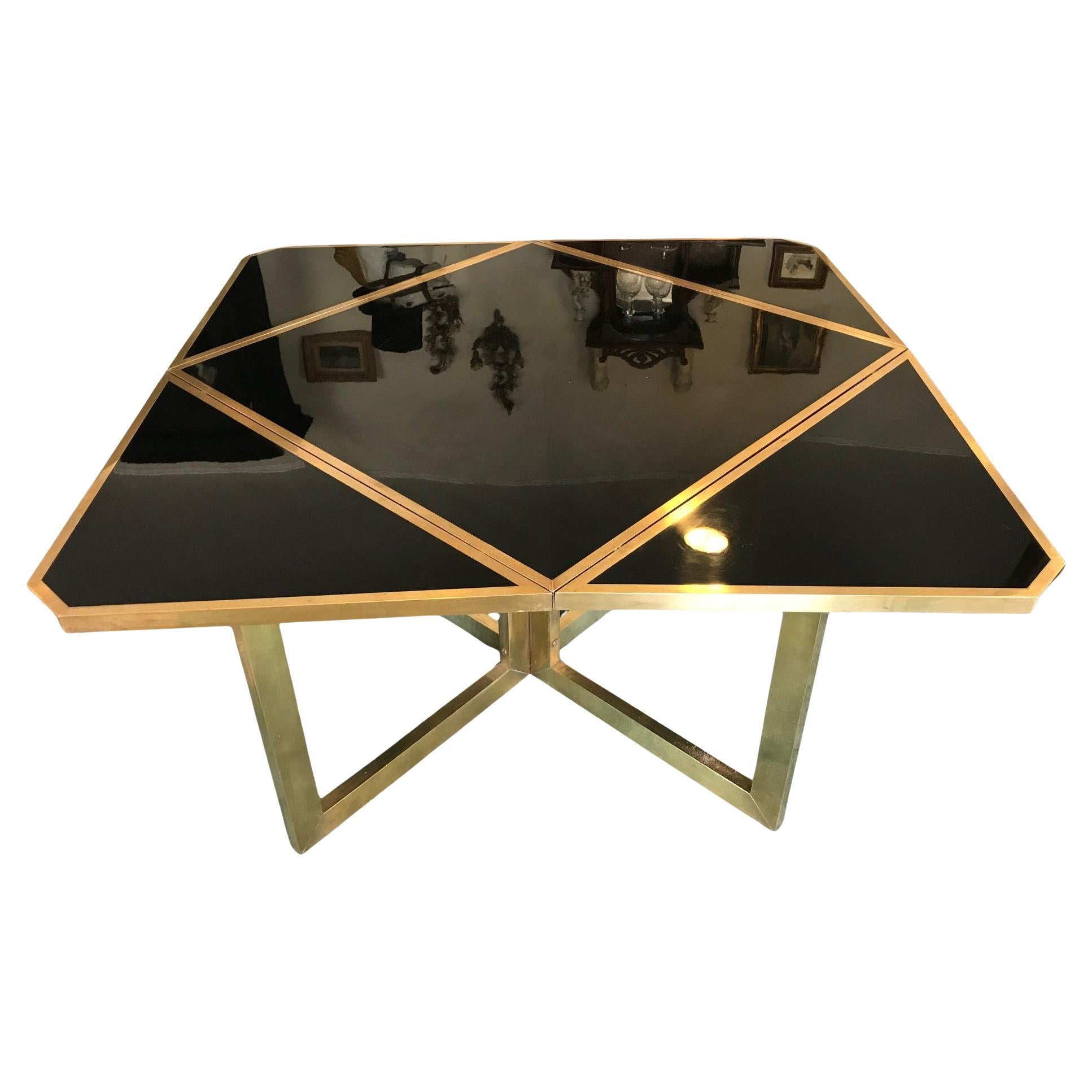 20th Century Extending Brass and Black Lacquer Romeo Rega Table, 1970s