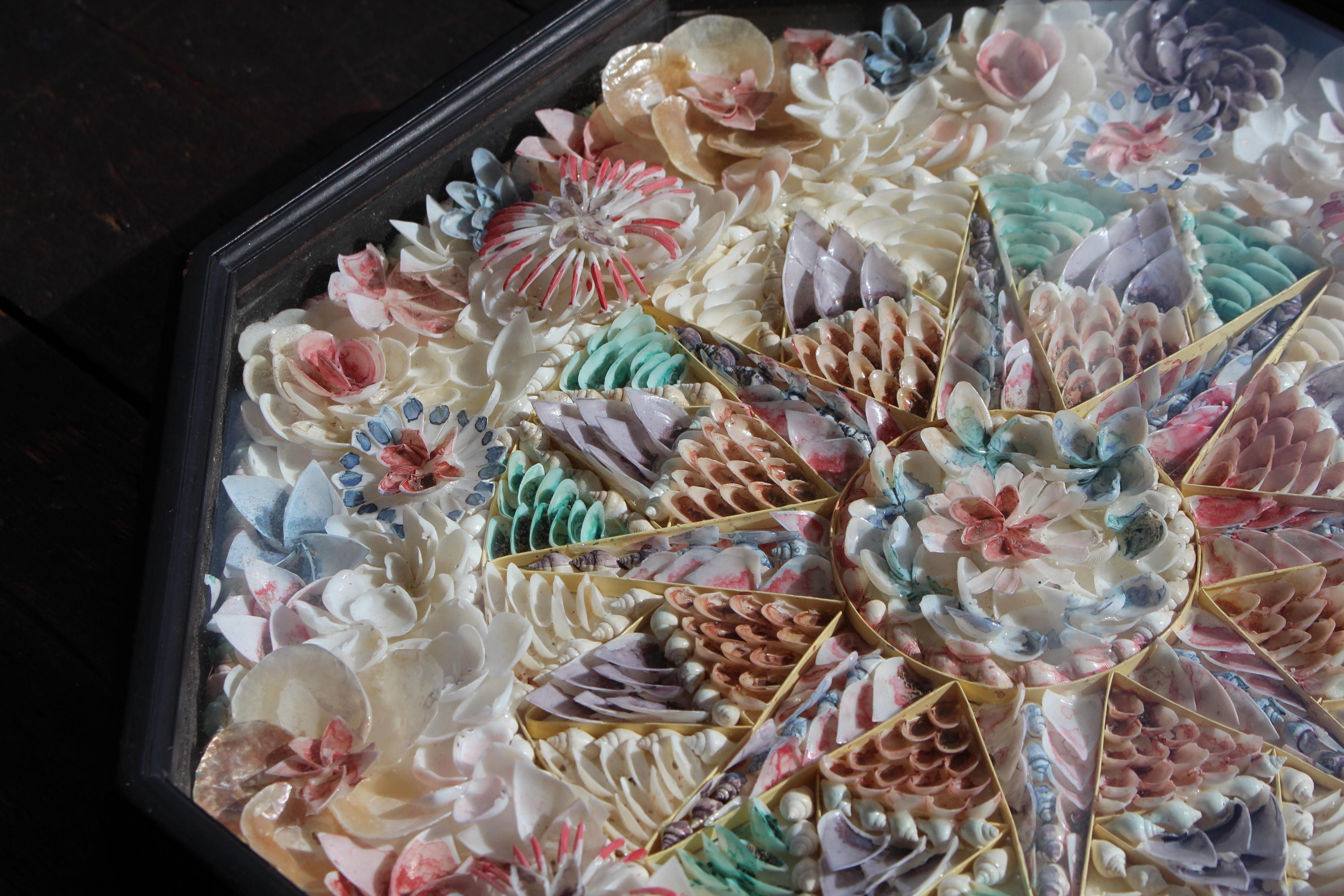 20th Century Extra Large Shellwork Sailors Valentine Panel Folk Art For Sale 3