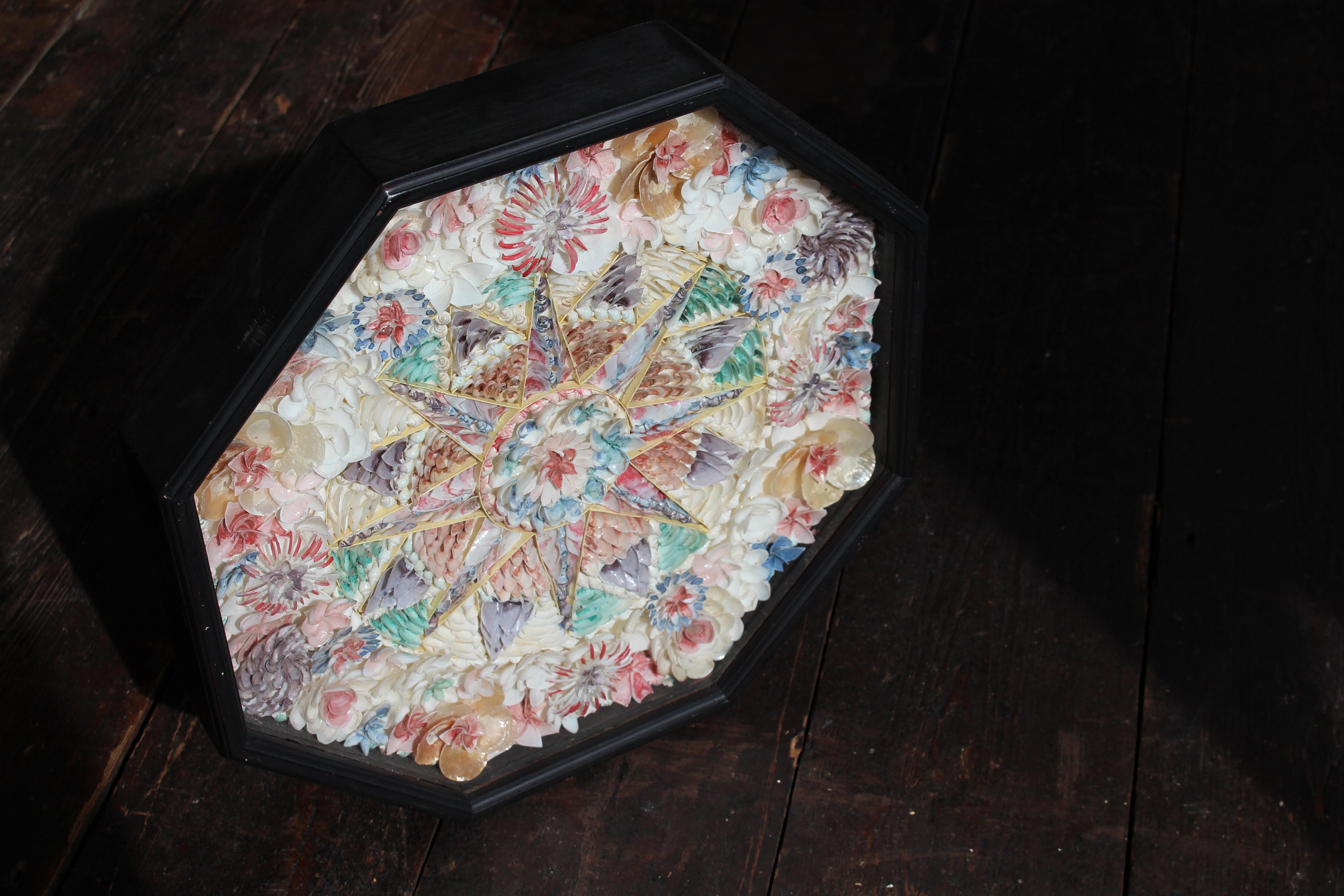 20th Century Extra Large Shellwork Sailors Valentine Panel Folk Art For Sale 4