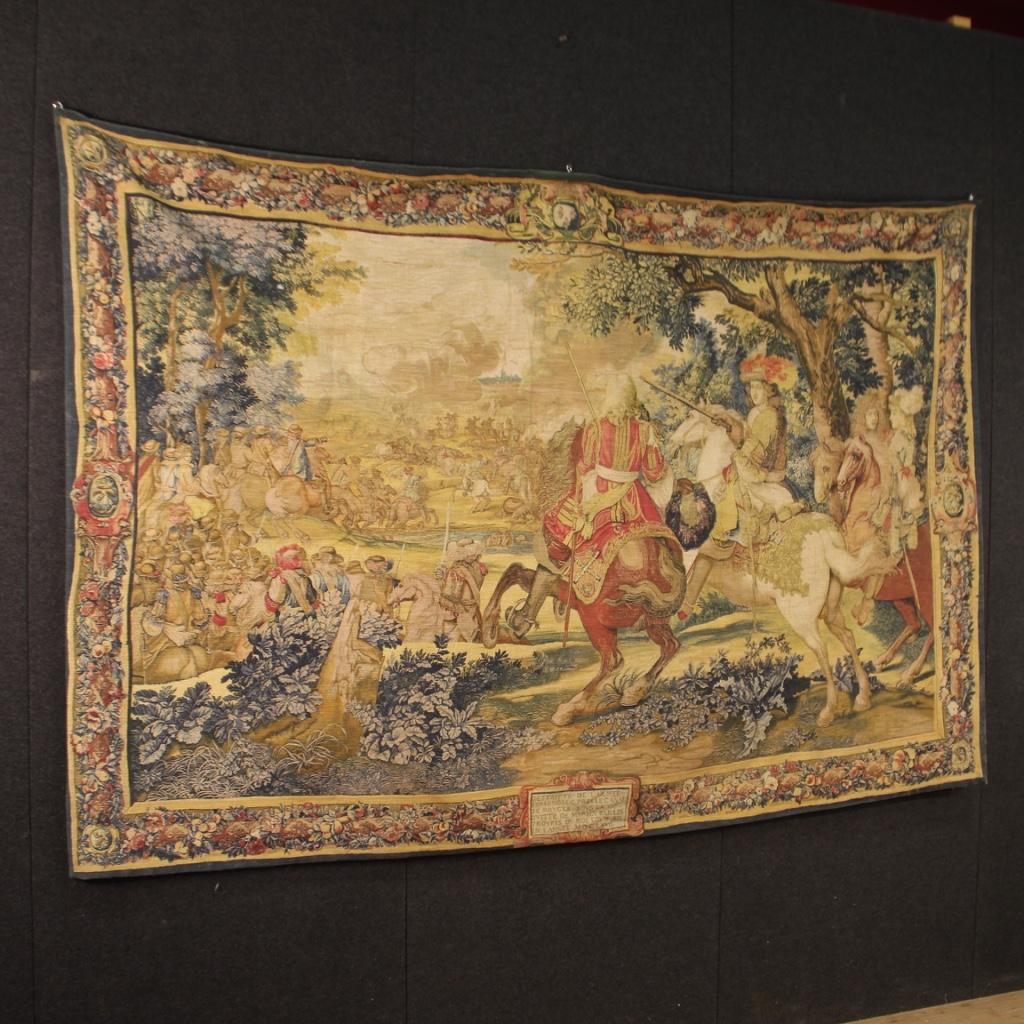 20th Century Fabric French Tapestry Depicting the Battle of King Louis XIV, 1970 3