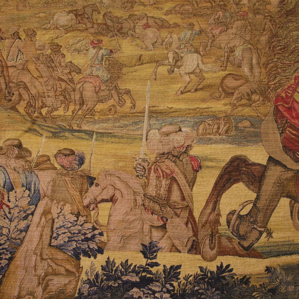 20th Century Fabric French Tapestry Depicting the Battle of King Louis XIV, 1970 4