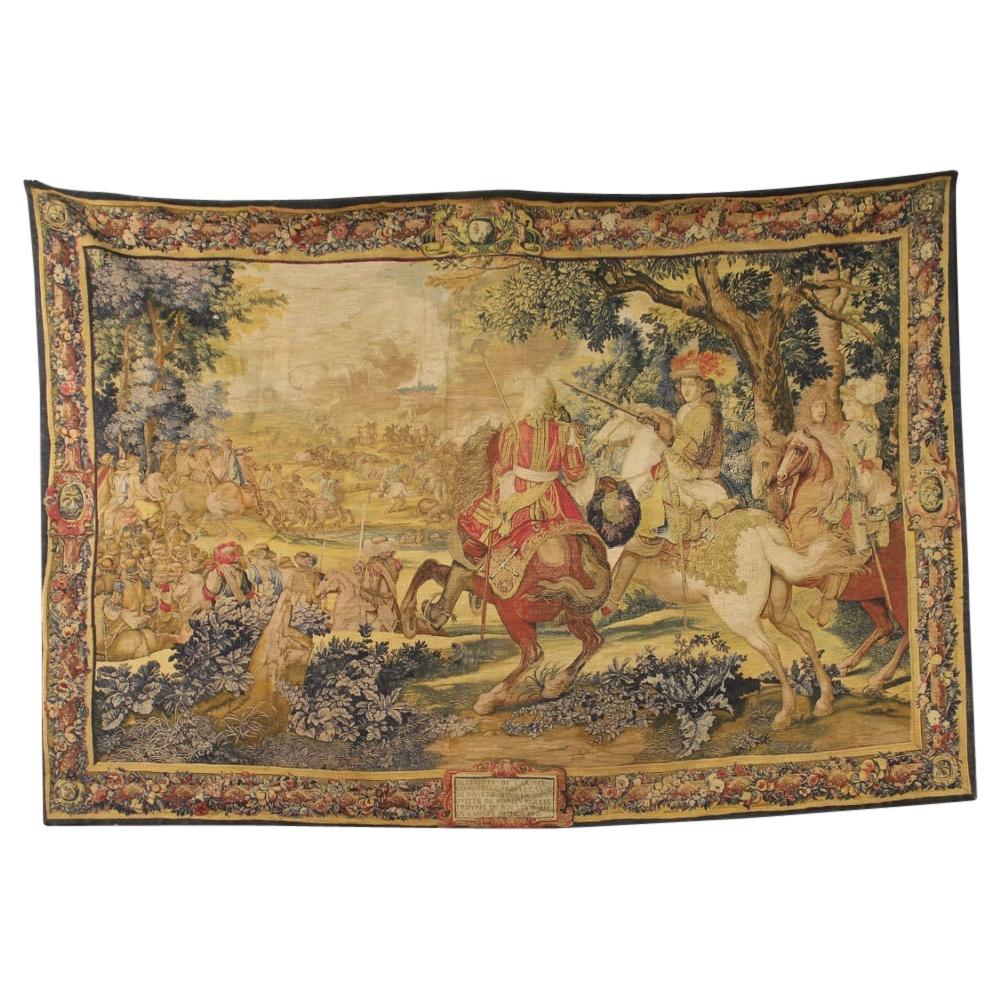 20th Century Fabric French Tapestry Depicting the Battle of King Louis XIV, 1970
