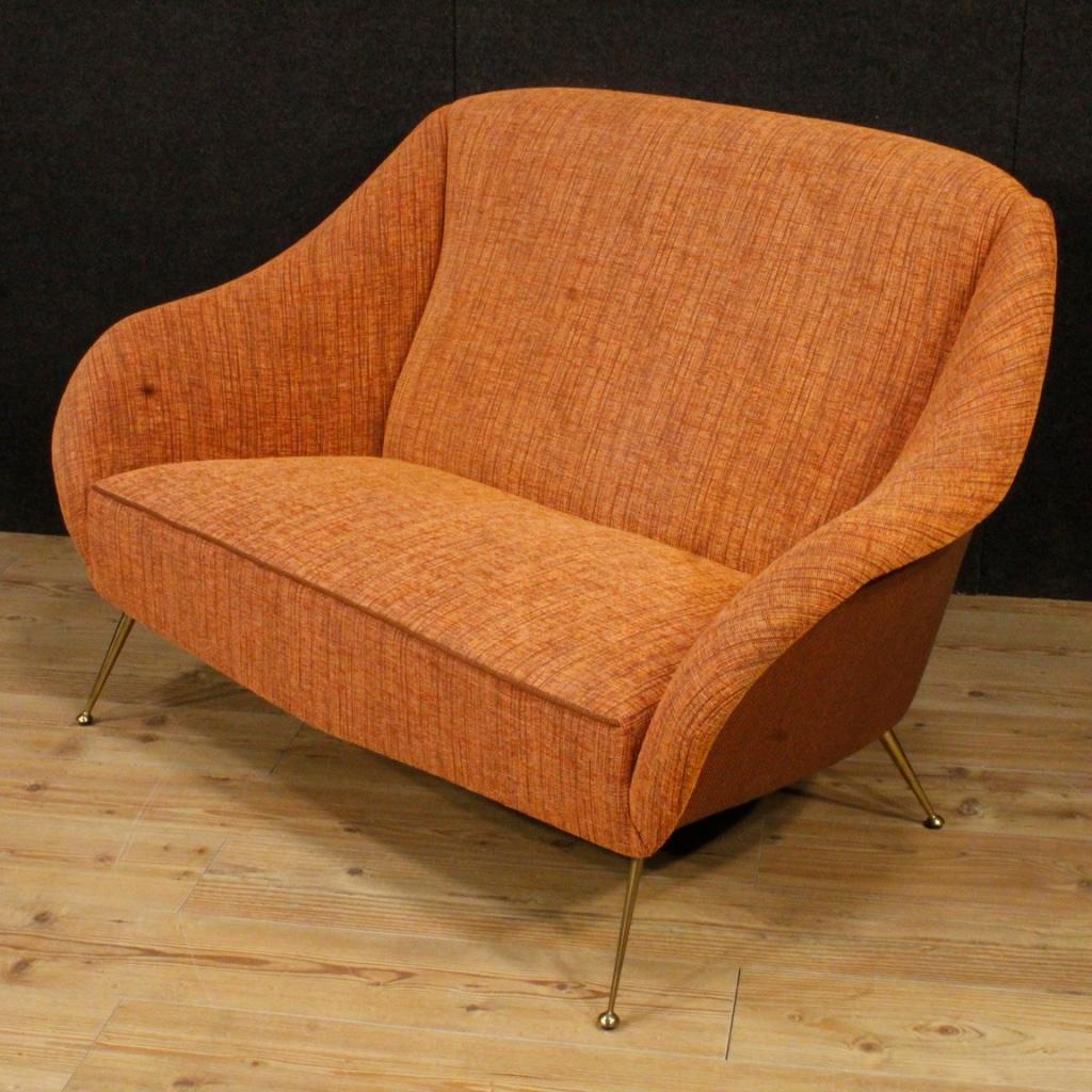 20th Century Carlo De Carli Orange Fabric Italian Design Sofa, 1950 6