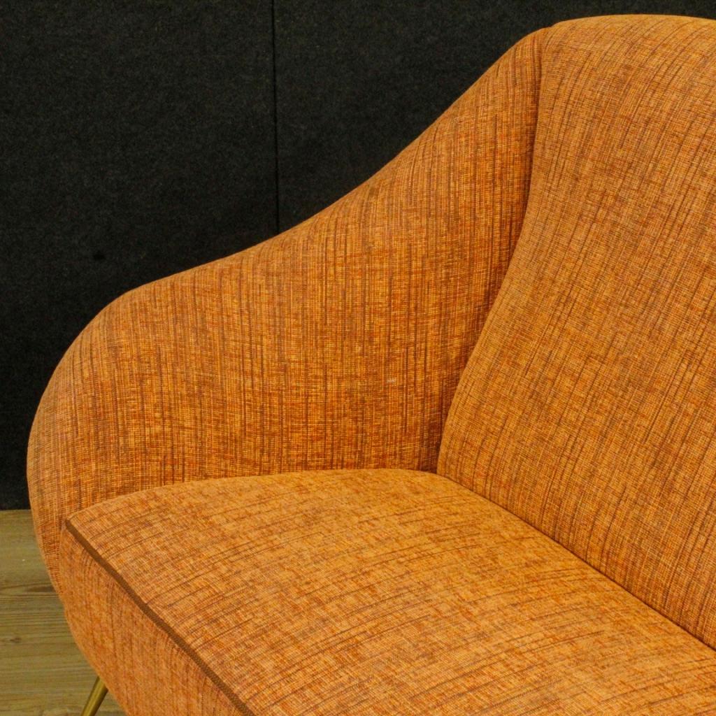 20th Century Carlo De Carli Orange Fabric Italian Design Sofa, 1950 7