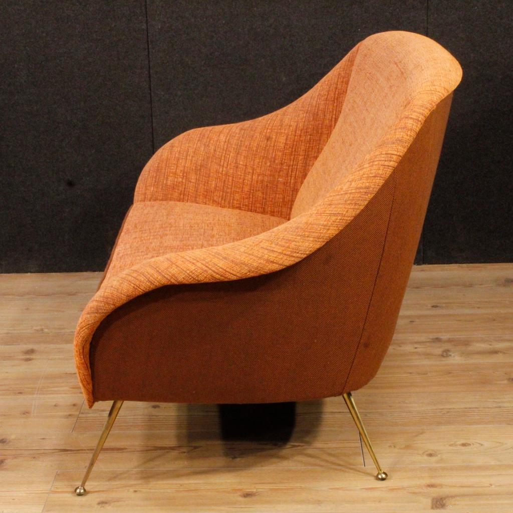 Mid-20th Century 20th Century Carlo De Carli Orange Fabric Italian Design Sofa, 1950