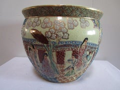 Chinese Export Jardiniere, Ceramic, Hand-Painted, Gilt, 1940s, China