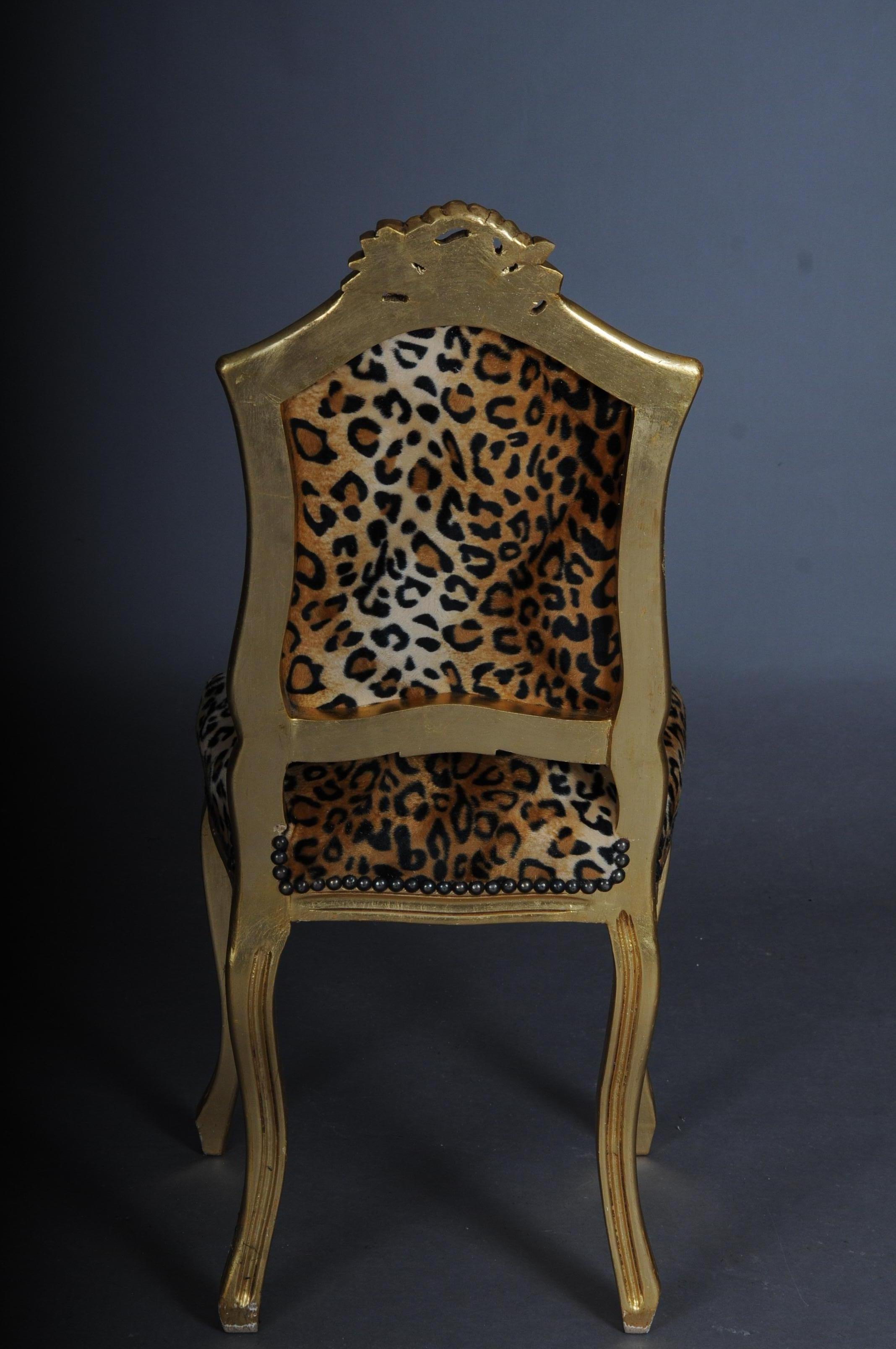 20th Century Fancy Chair in Louis XV Style, Velvet Leopard For Sale 2