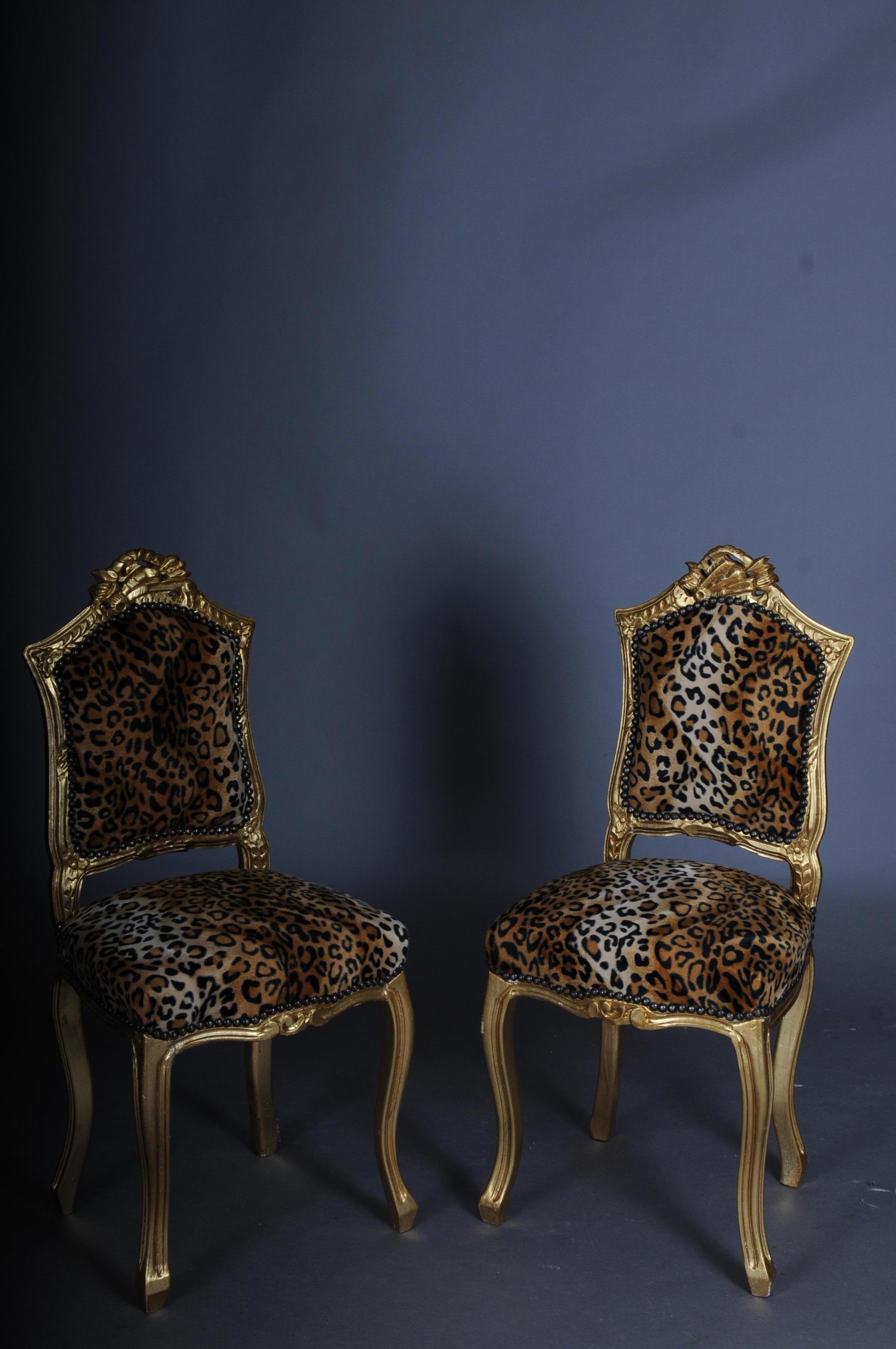 20th Century Fancy Chair in Louis XV Style, Velvet Leopard For Sale 4