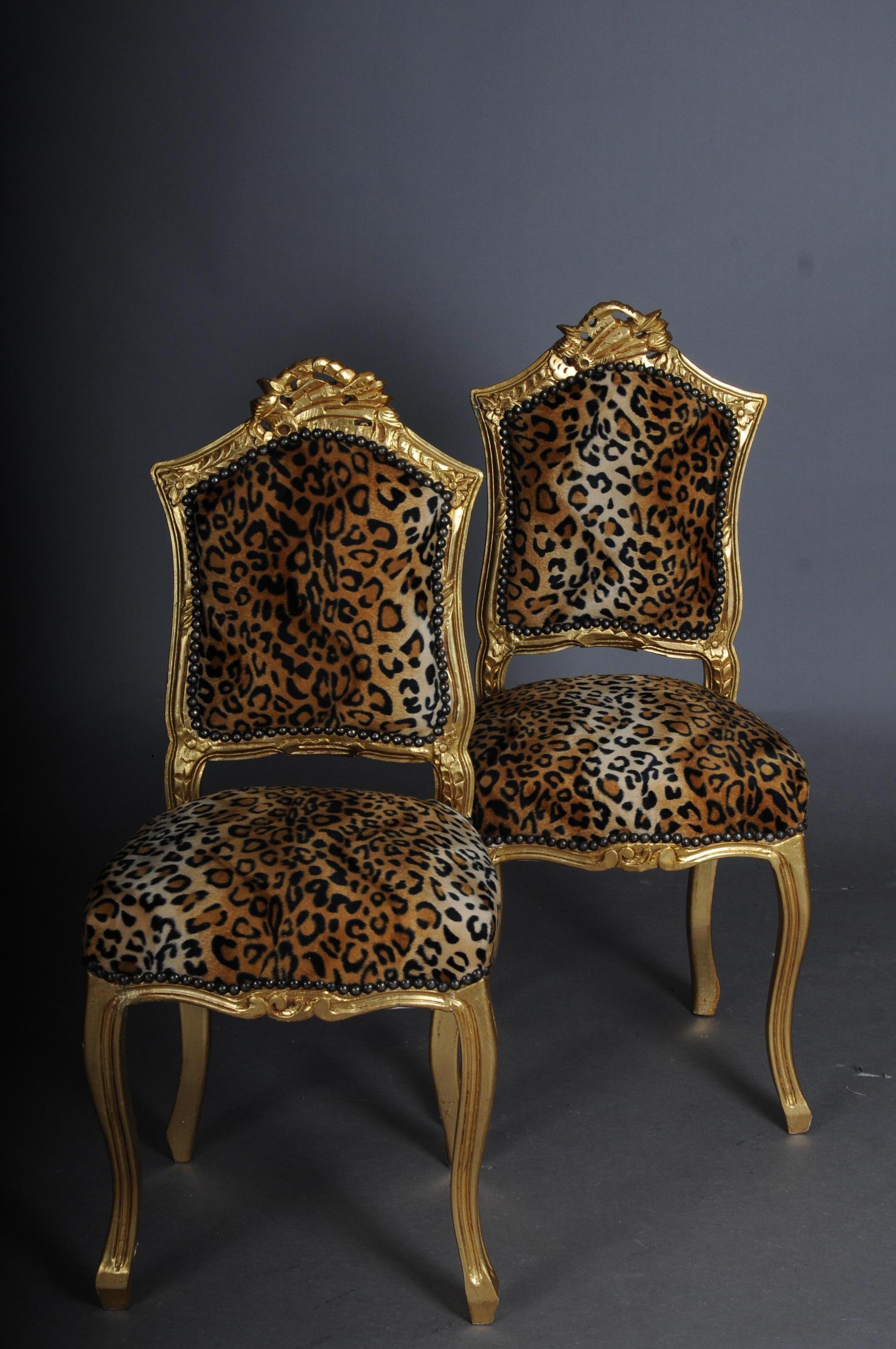 20th Century Fancy Chair in Louis XV Style, Velvet Leopard For Sale 5