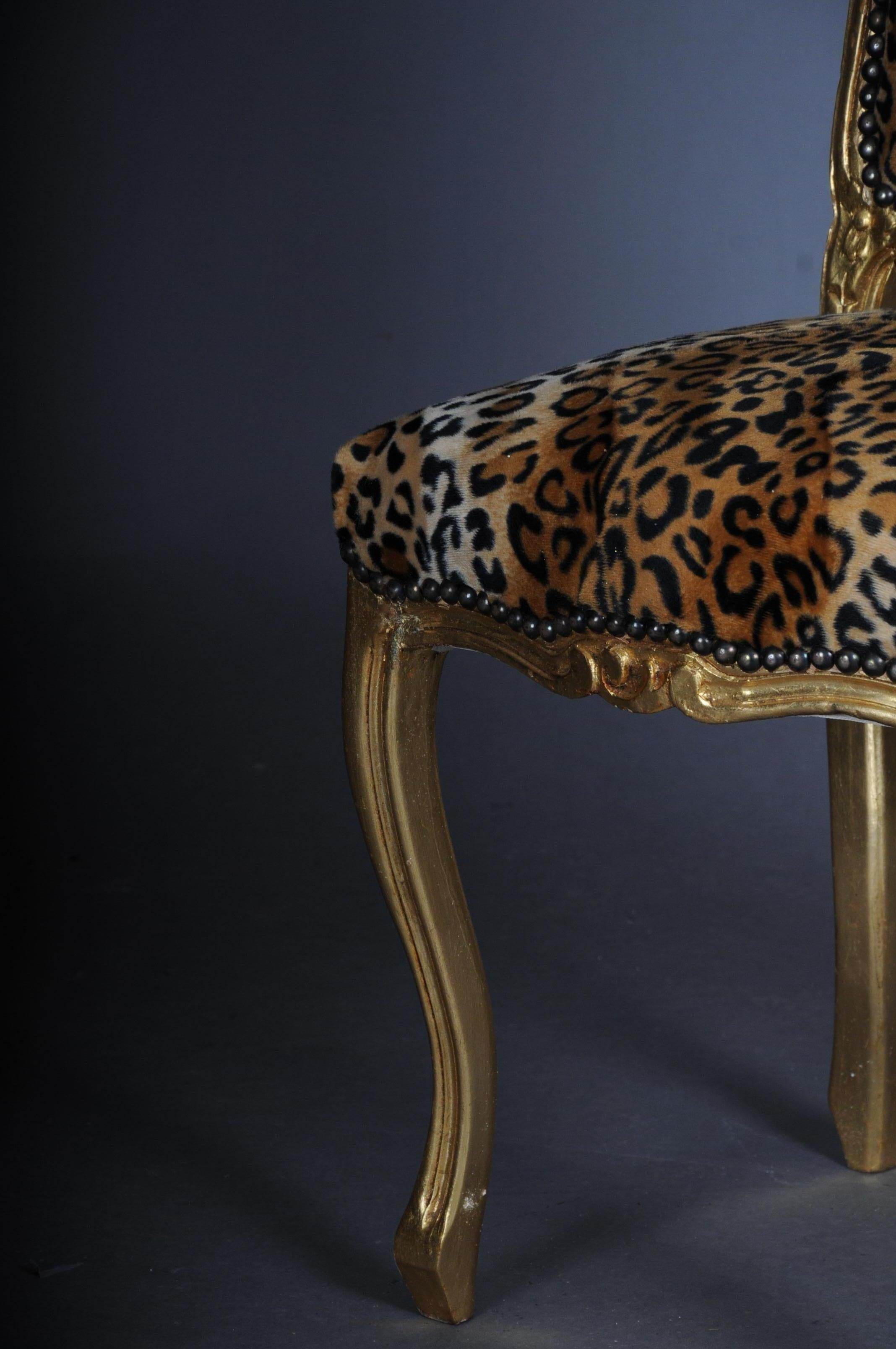 20th Century Fancy Chair in Louis XV Style, Velvet Leopard In Good Condition For Sale In Berlin, DE
