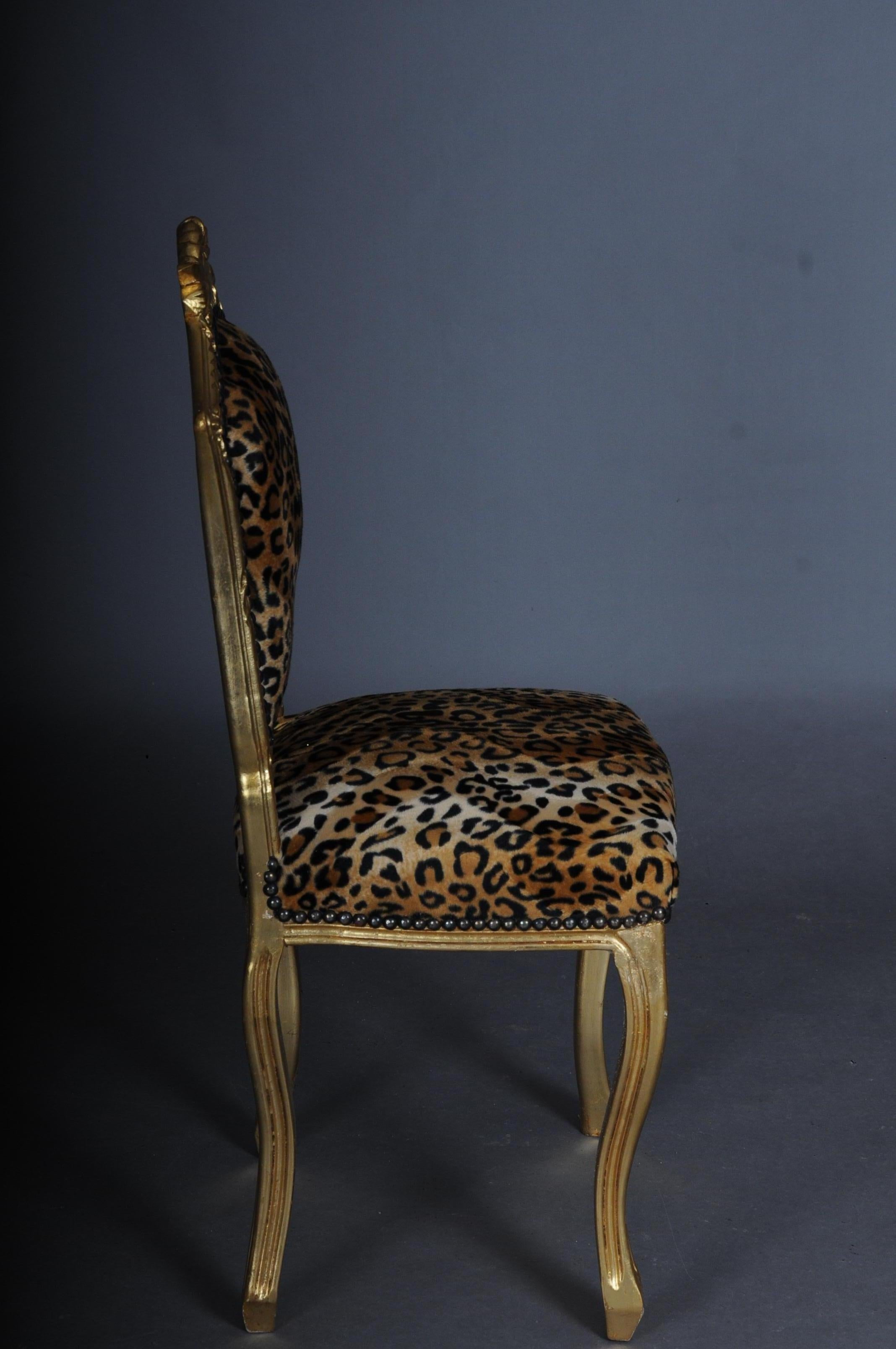 20th Century Fancy Chair in Louis XV Style, Velvet Leopard For Sale 1
