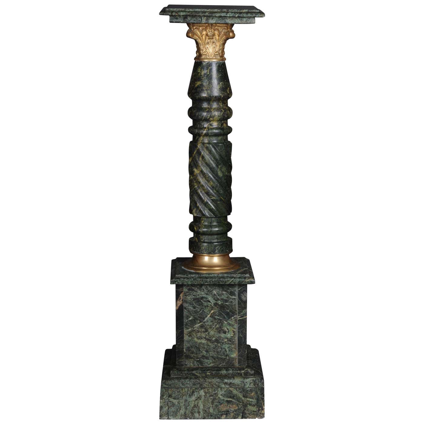 20th Century Fancy Marble Column Green with Brass, Green For Sale at ...