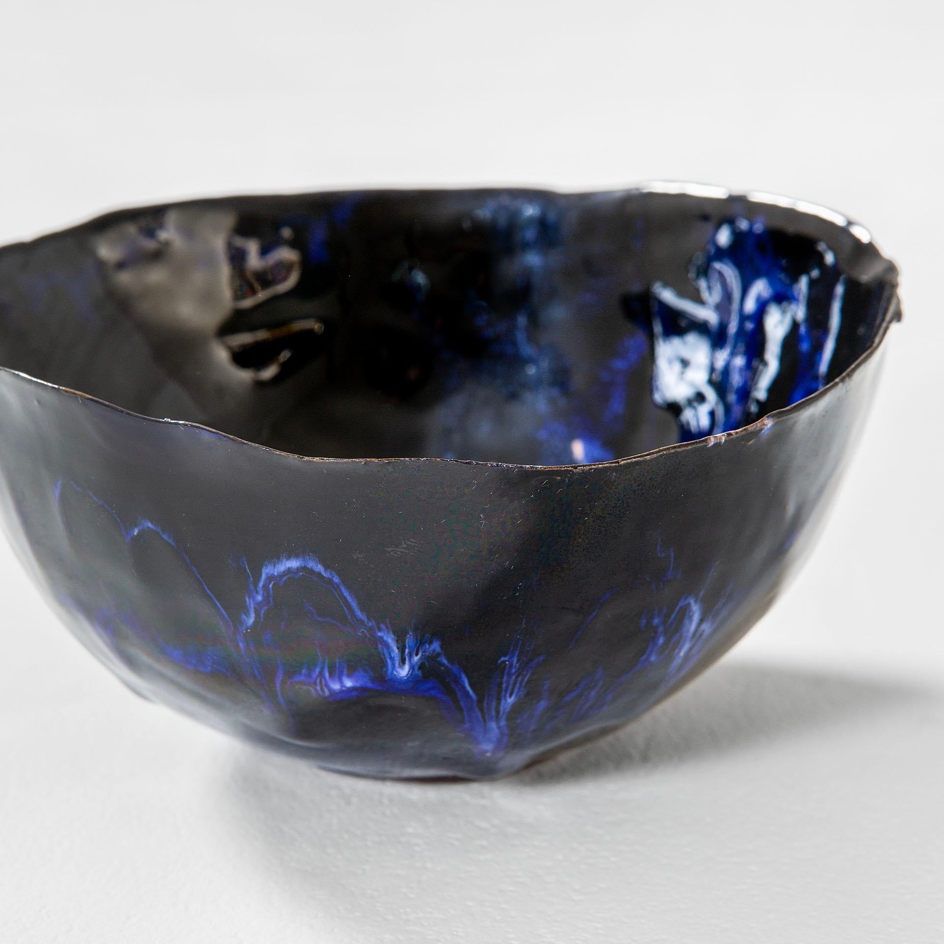 Italian 20th Century Fausto Melotti Decorative Bowl in Blue Enameled Ceramic, 60s For Sale