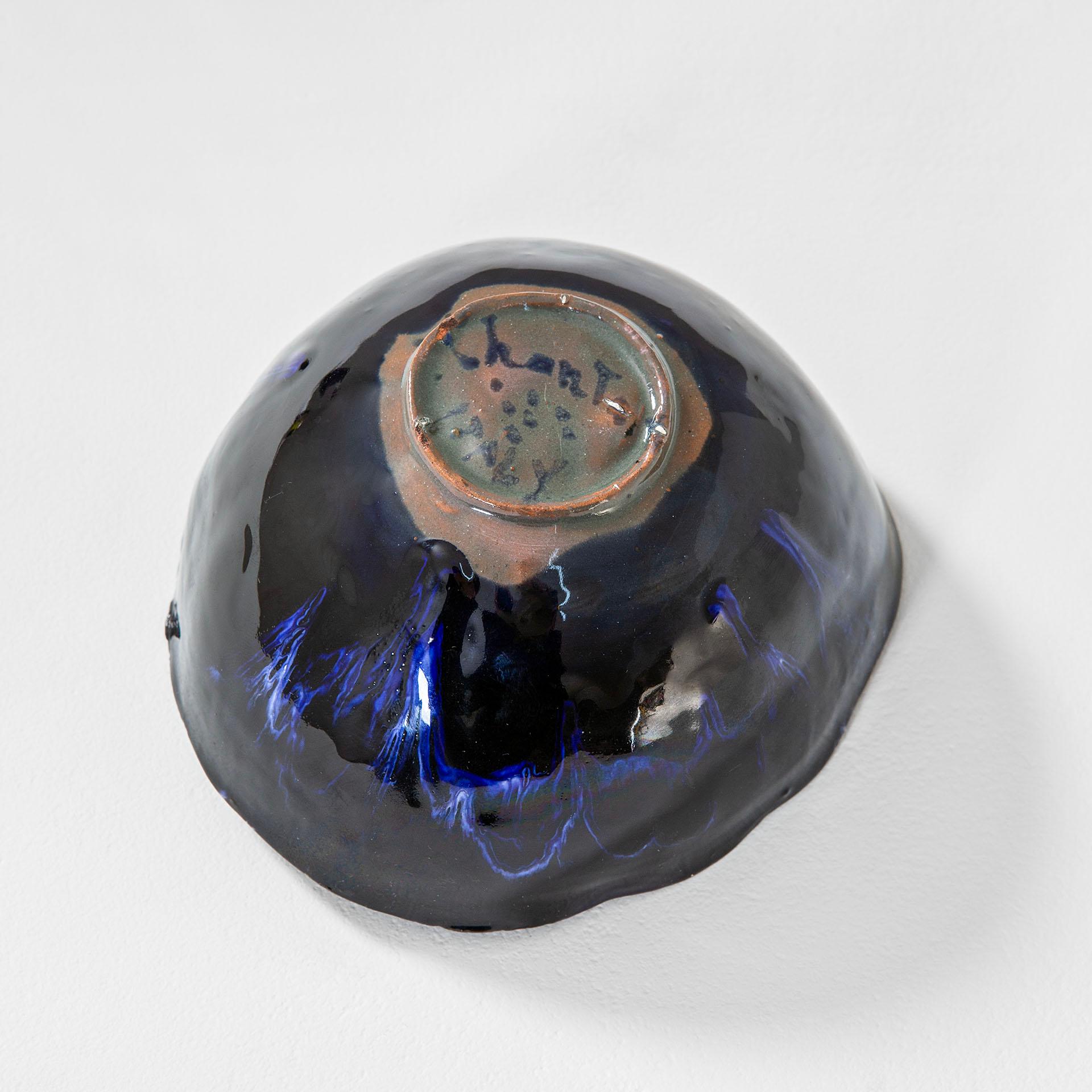 20th Century Fausto Melotti Decorative Bowl in Blue Enameled Ceramic, 60s For Sale 1