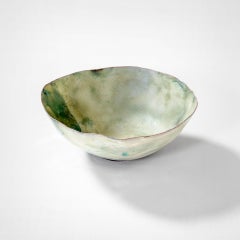 20th Century Fausto Melotti Decorative Bowl in Green Enameled Ceramic, 50s