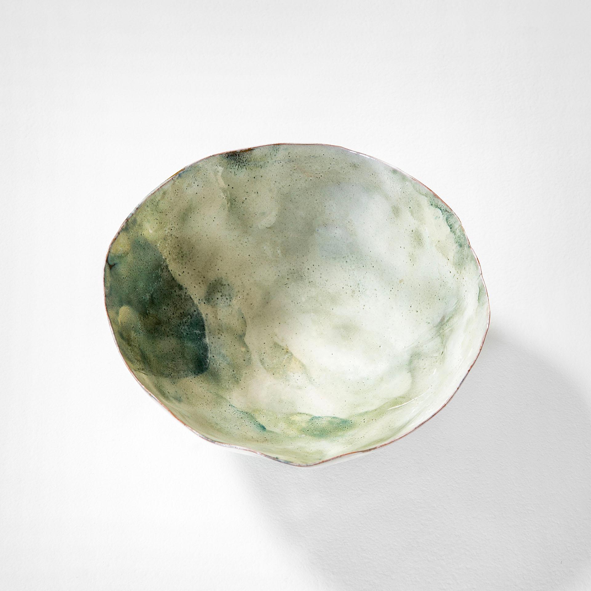 Italian 20th Century Fausto Melotti Decorative Bowl in Green Enameled Ceramic, 50s For Sale