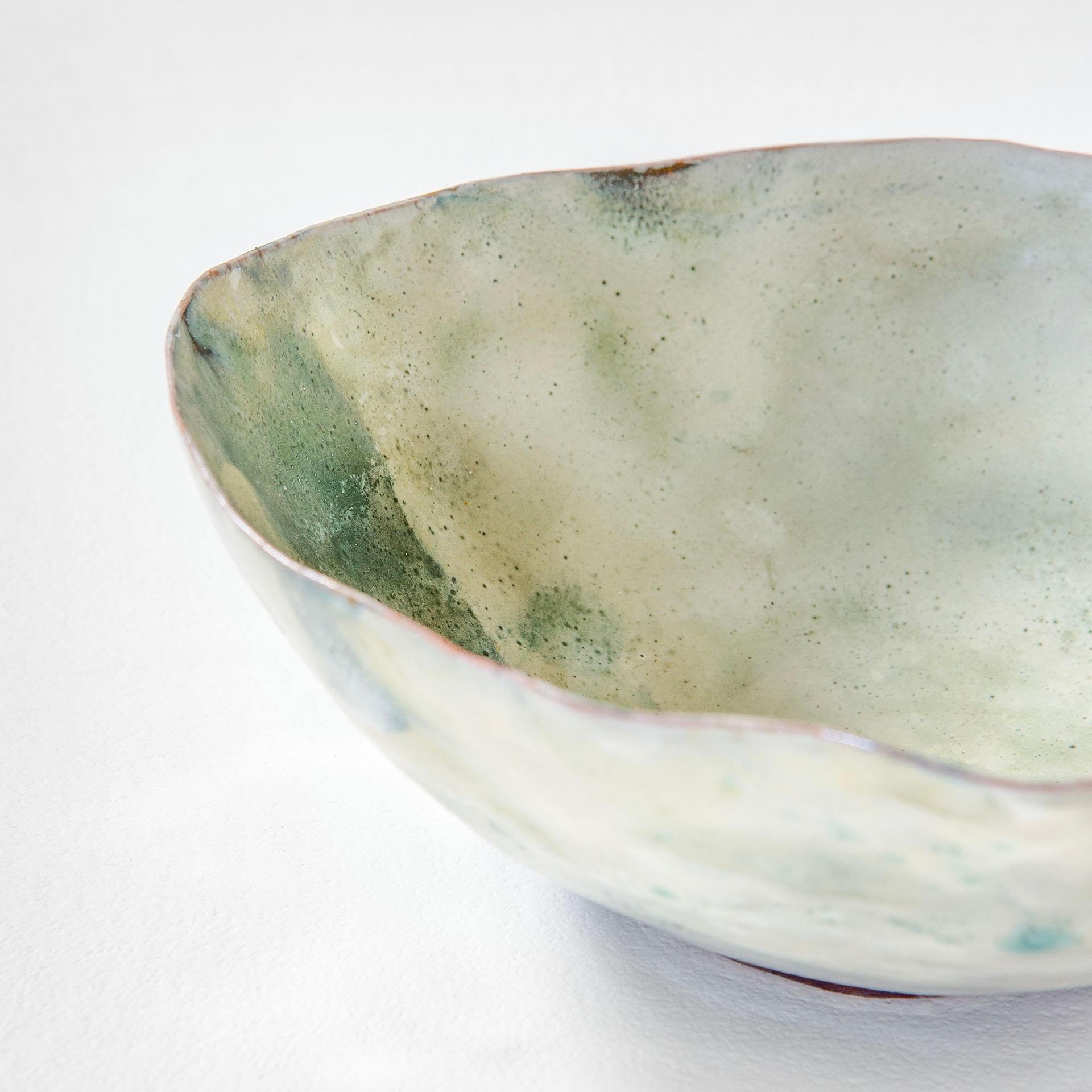 20th Century Fausto Melotti Decorative Bowl in Green Enameled Ceramic, 50s In Good Condition For Sale In Turin, Turin
