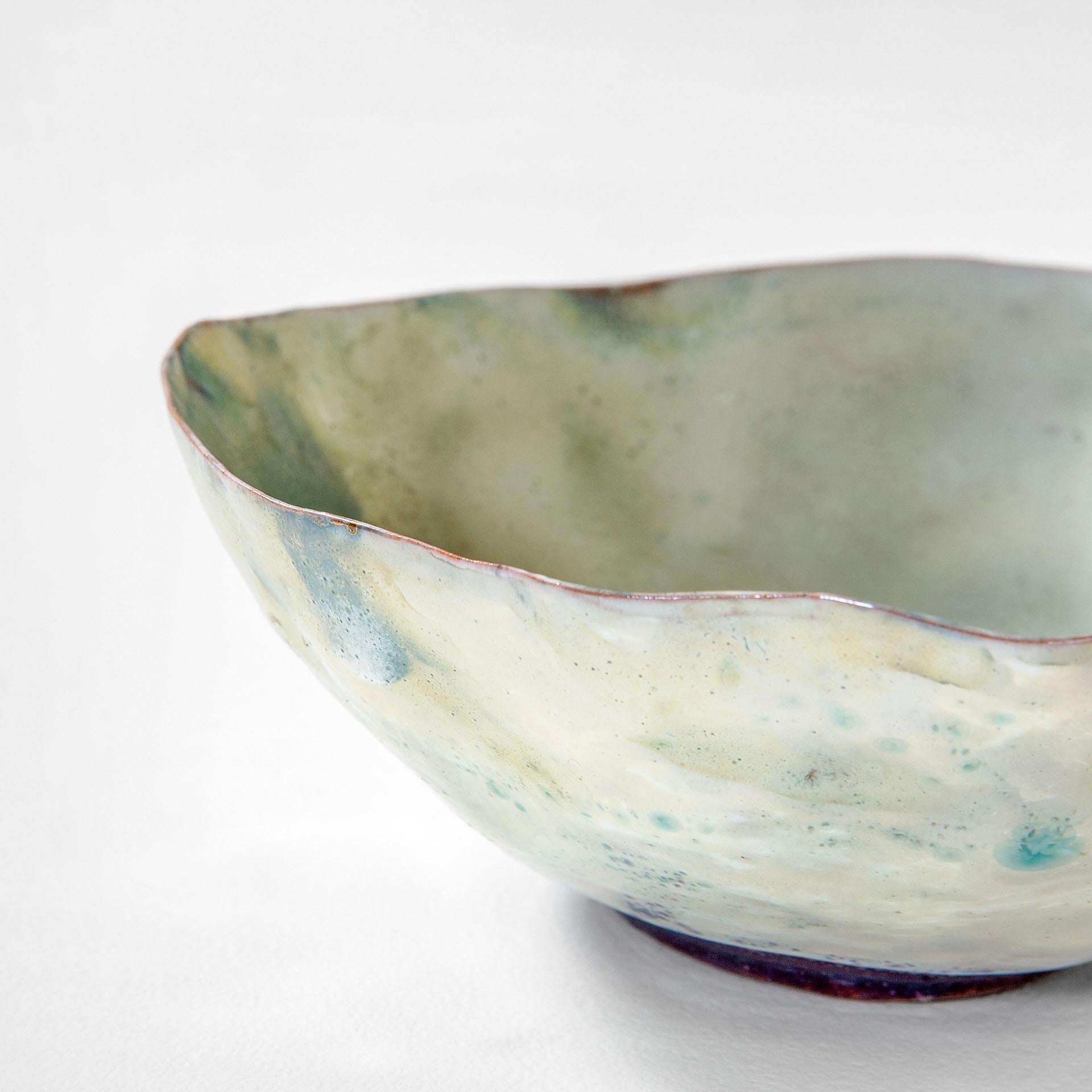 Mid-20th Century 20th Century Fausto Melotti Decorative Bowl in Green Enameled Ceramic, 50s For Sale