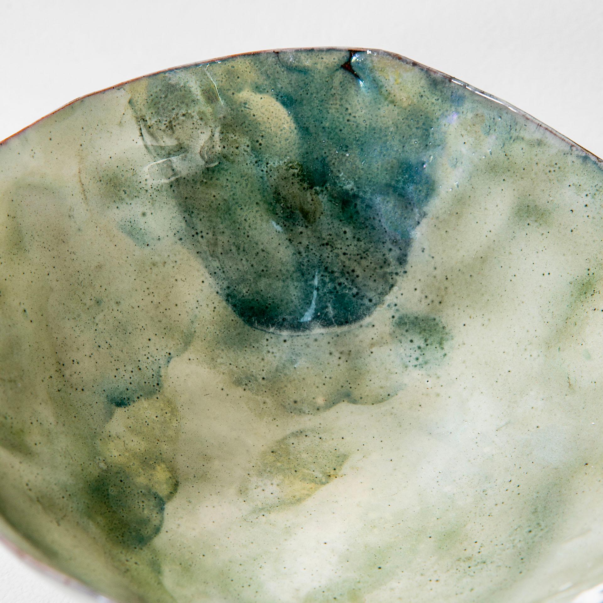 20th Century Fausto Melotti Decorative Bowl in Green Enameled Ceramic, 50s 1