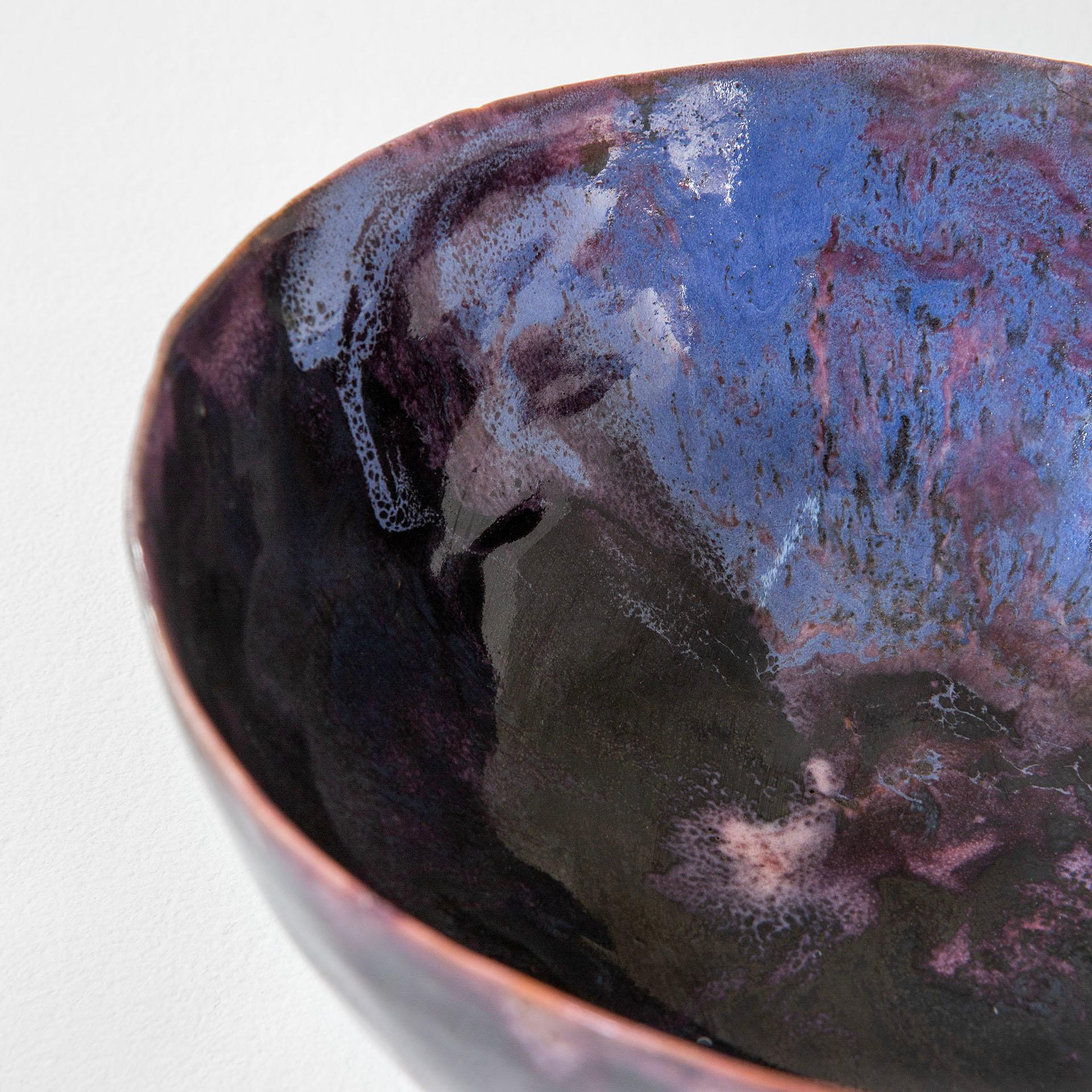 Mid-20th Century 20th Century Fausto Melotti Decorative Bowl in Purple Enameled Ceramic, 1960s For Sale
