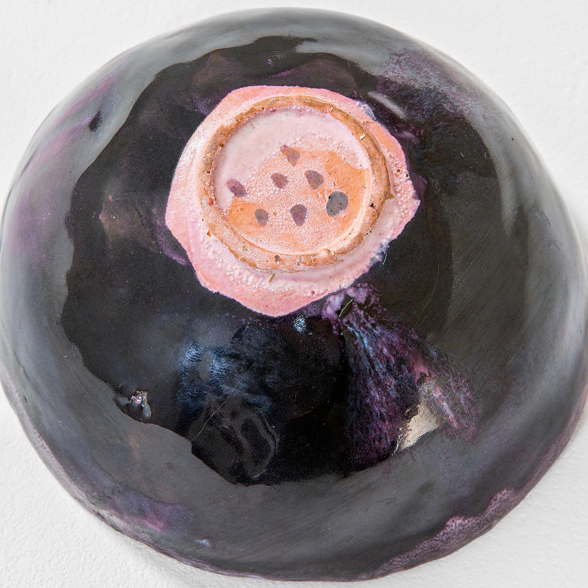 20th Century Fausto Melotti Decorative Bowl in Purple Enameled Ceramic, 1960s For Sale 1