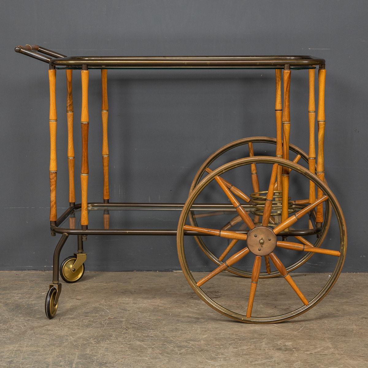 20th Century Faux Bamboo & Brass Drinks Trolley, Maison Jansen, circa 1970 For Sale 1