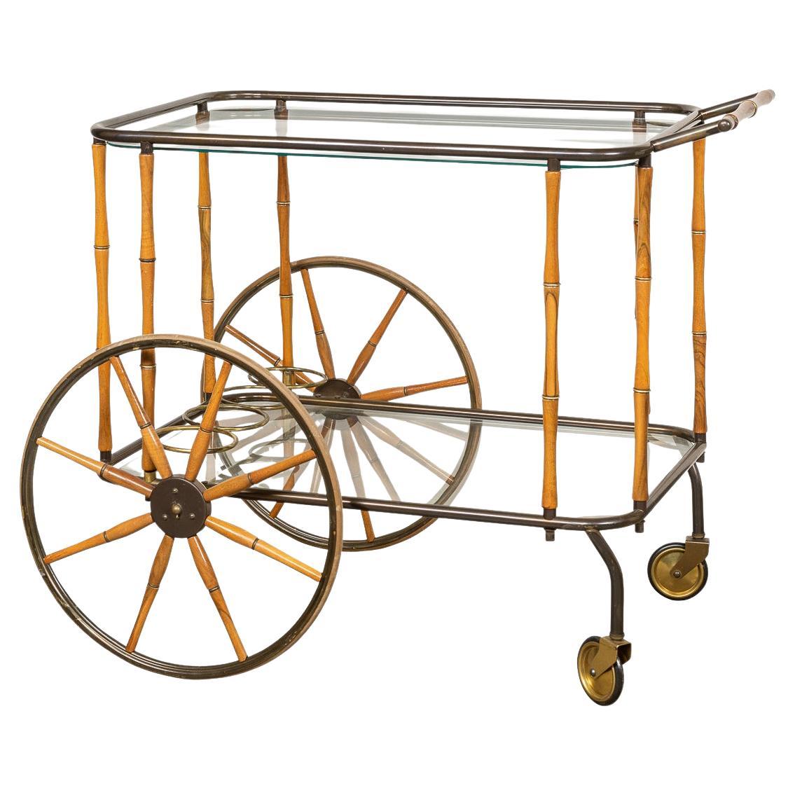 Brass Faux Bamboo Drinks Trolley, 1970s For Sale at 1stDibs