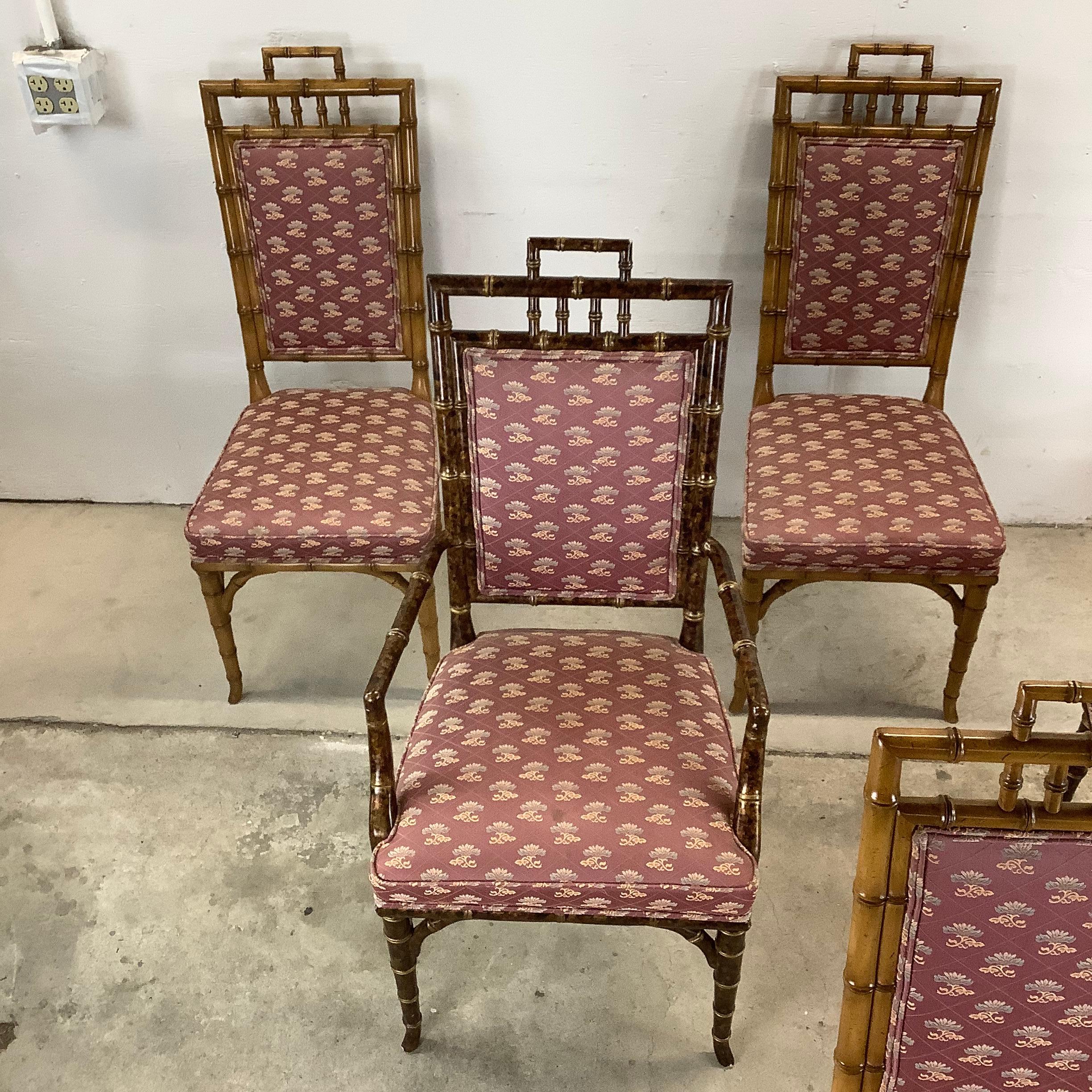 Hollywood Regency Sedie da pranzo in finto bambù del XX secolo - Set di sei sedie in vendita