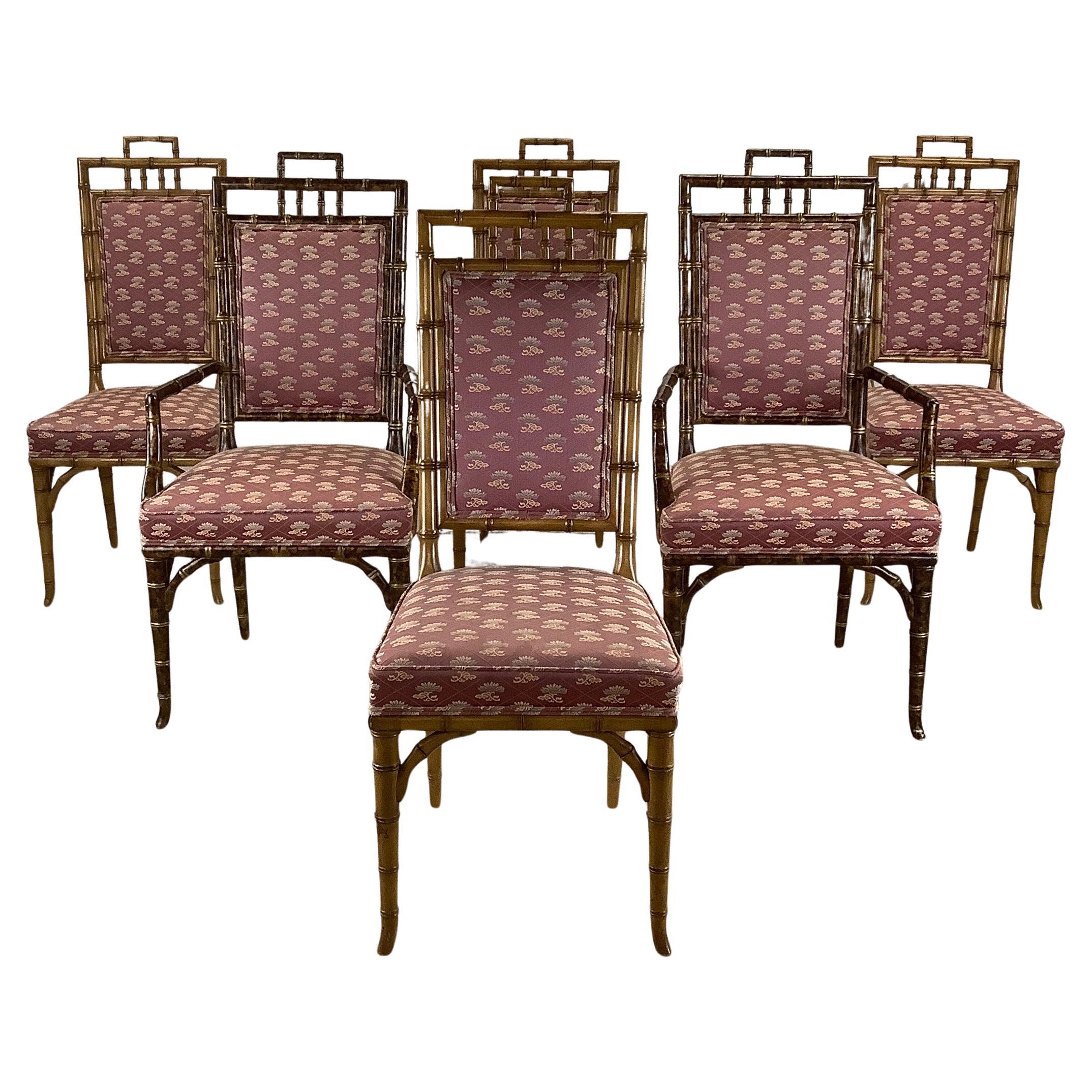 20th Century Faux Bamboo Dining Chairs- Set of Six