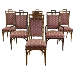 20th Century Faux Bamboo Dining Chairs- Set of Six