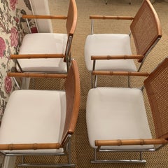 20th Century Faux Bamboo Director Chrome and Cane Chairs