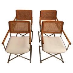 20th Century Faux Bamboo Director Chrome and Cane Chairs