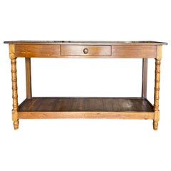 20th Century Faux Bamboo Long Sofa Table with Shelf