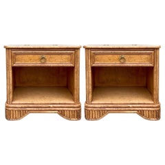20th Century Faux Bamboo / Rattan Side Tables or Nightstands Att. Ficks Reed