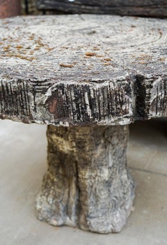 20th Century Faux Bois Garden Table and Bench