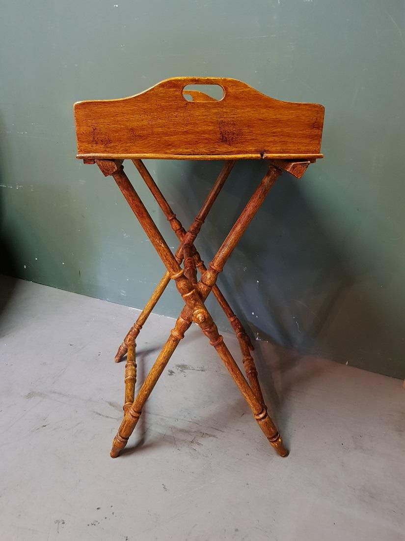 European 20th Century Faux Bois Painted Wooden Butler Table For Sale