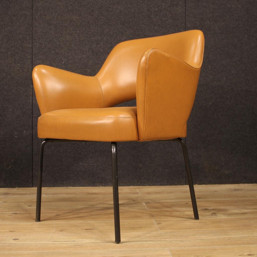 20th Century Faux Leather and Metal Italian Design Armchair, 1980 For Sale 7