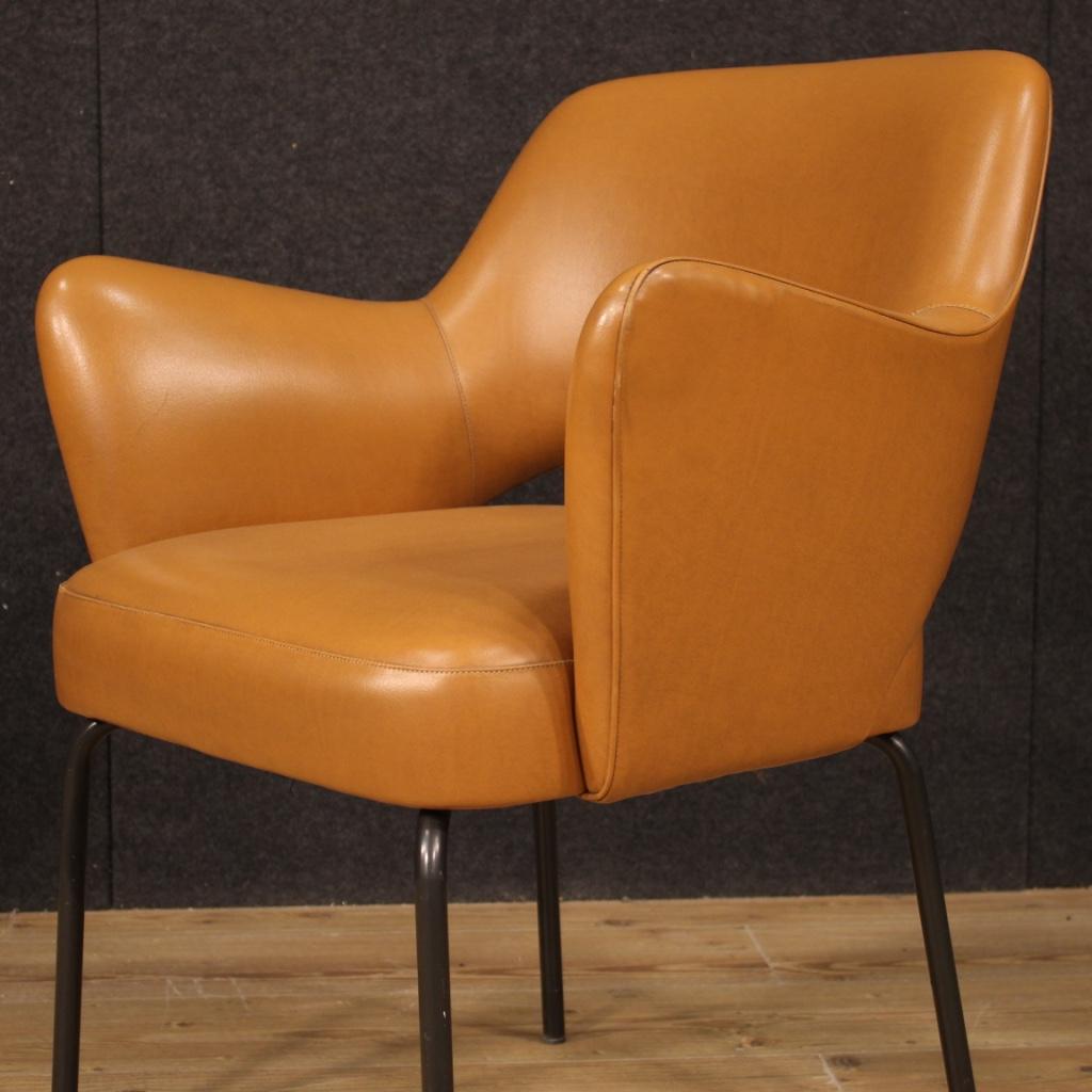 20th Century Faux Leather and Metal Italian Design Armchair, 1980 For Sale 1
