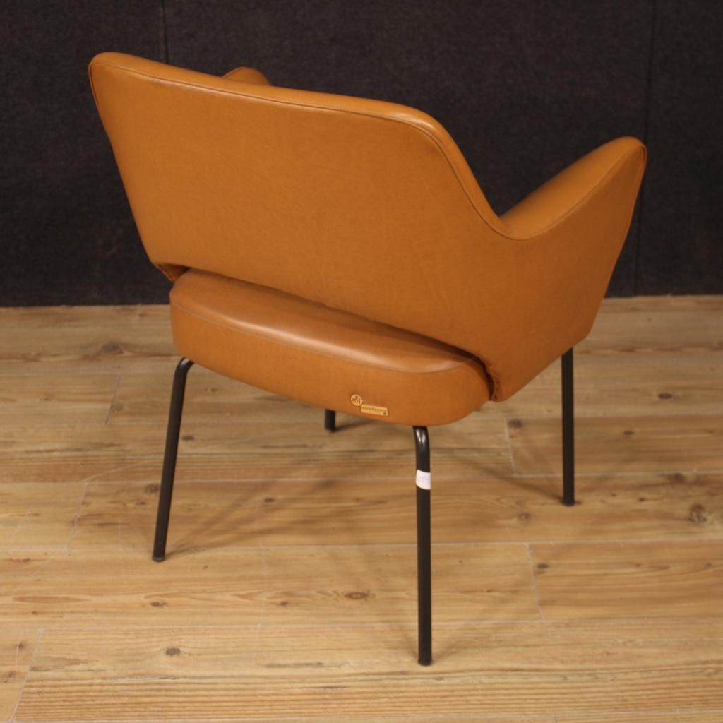 20th Century Faux Leather and Metal Italian Design Armchair, 1980 For Sale 3