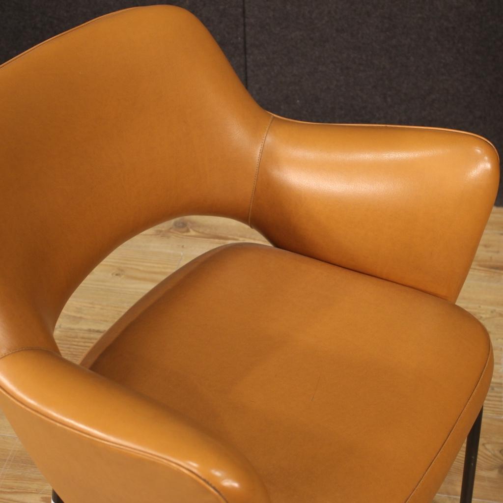 20th Century Faux Leather and Metal Italian Design Armchair, 1980 For Sale 6