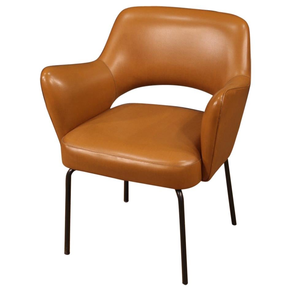 20th Century Faux Leather and Metal Italian Design Armchair, 1980