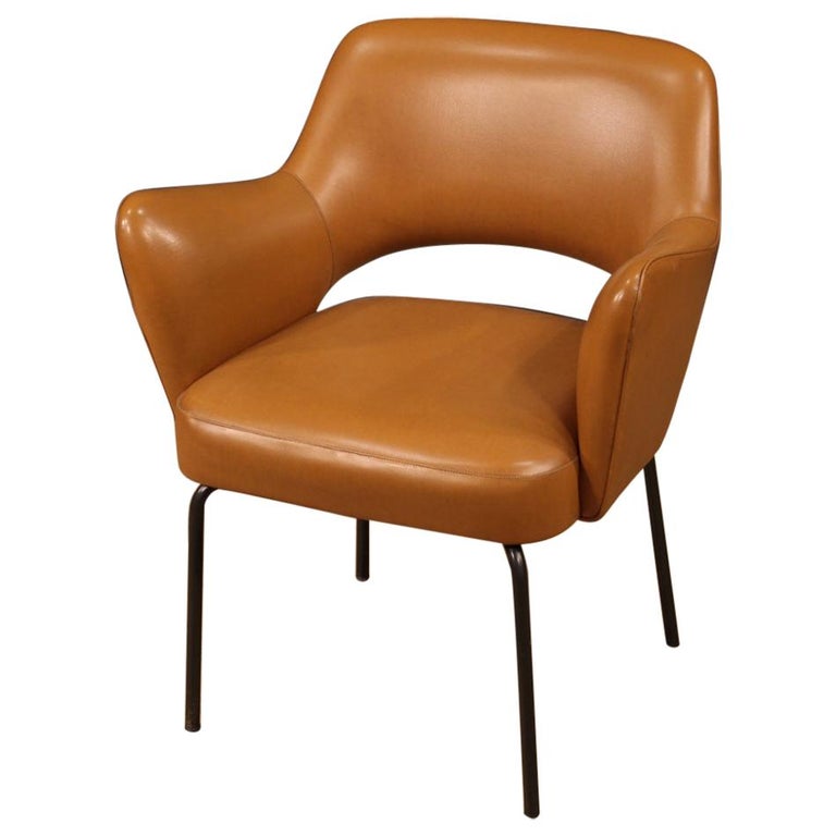 Fauteuil de design italien en faux cuir et métal du XXe siècle, 1980 En  vente sur 1stDibs | fauteuil cuir design italien, chaise en cuir design  italien