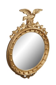 20th Century Federal Regency Style Eagle Bullseye Rondel Wall Mirror 42"