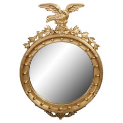 20th Century Federal Regency Style Eagle Bullseye Rondel Wall Mirror 42"
