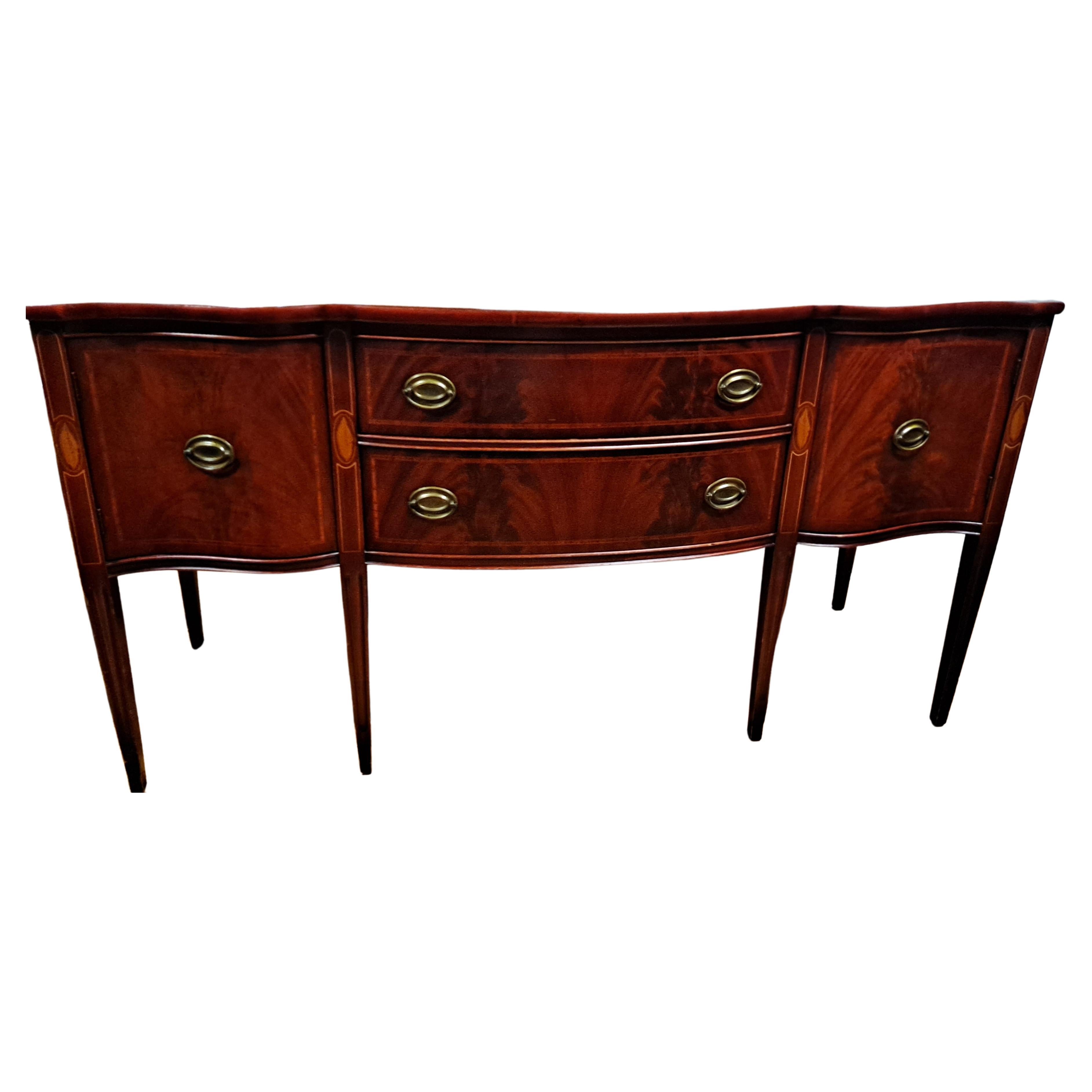 20th Century Federal Style Serpentine Front Mahogany Sideboard