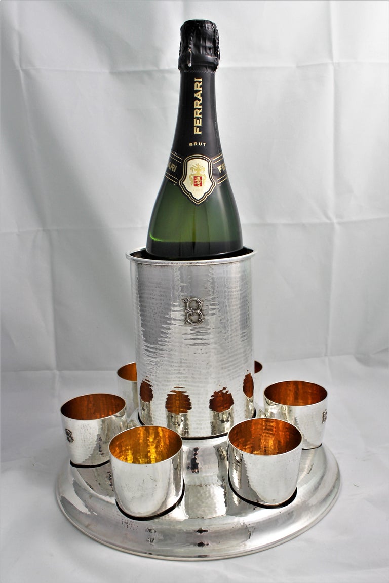 20th Century Federico Buccellati Sterling Silver Wine Cooler Set
