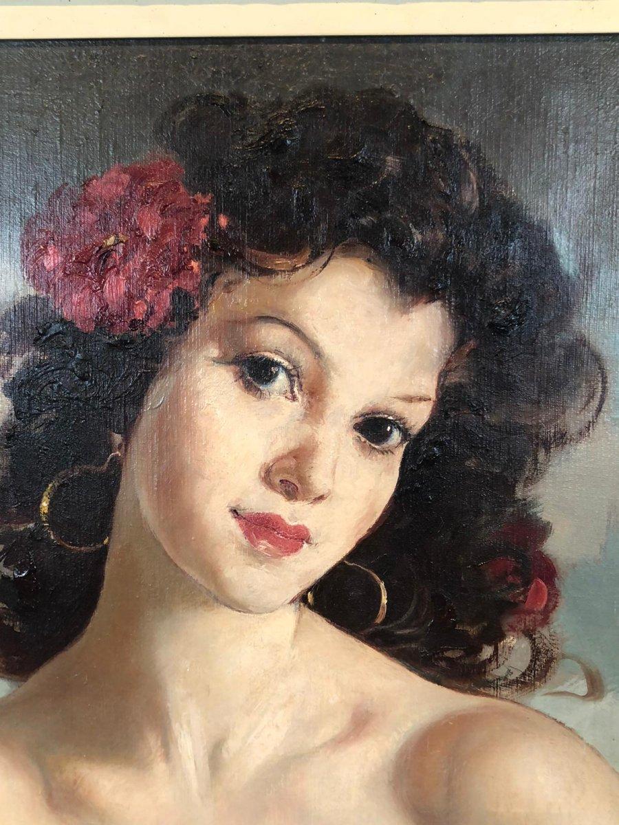 Peint Portrait de femme nue du 20ème siècle par Santho Maria en vente