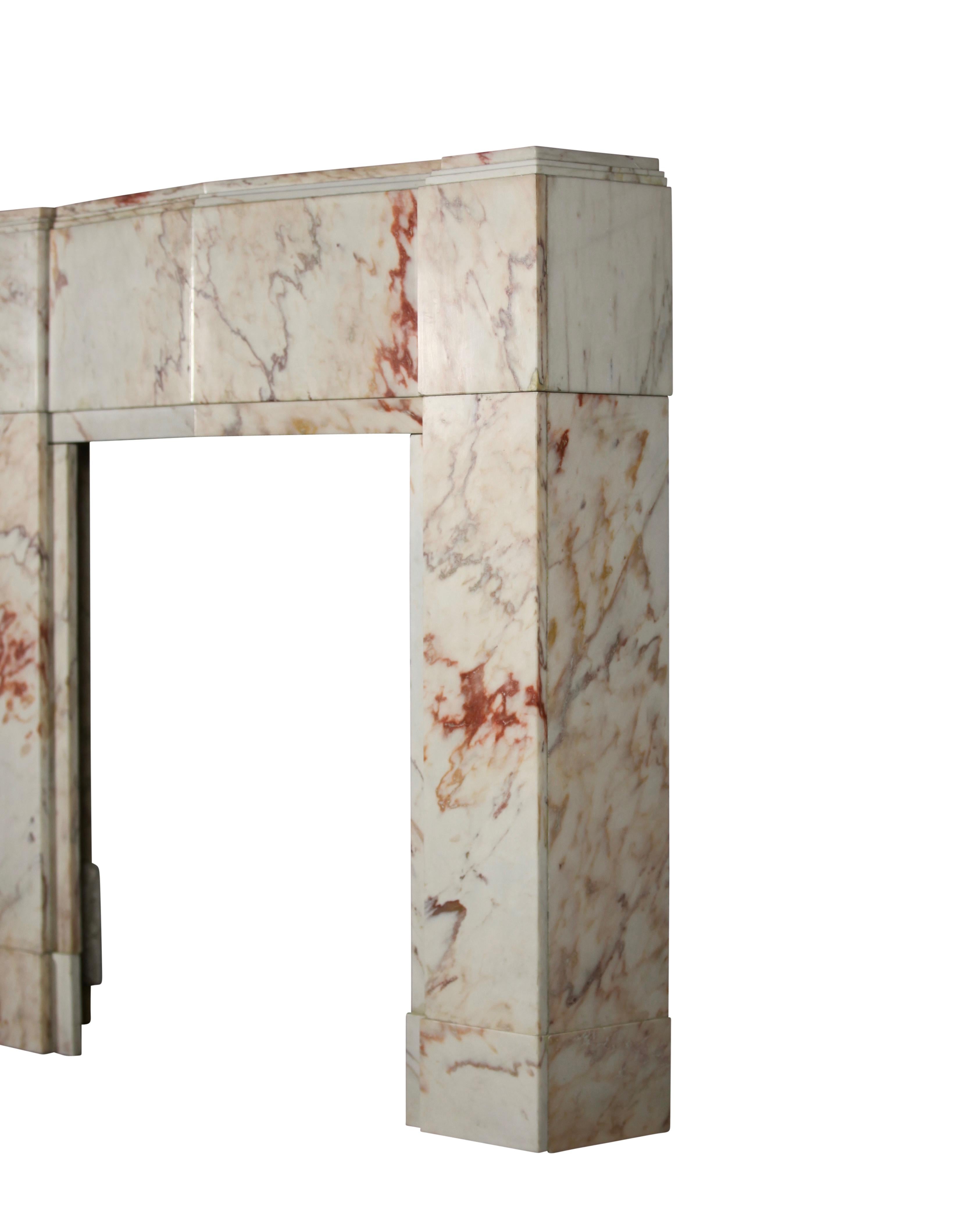 Mid-20th Century 20th Century Fine European Art Deco Antique Fireplace Mantle in Marble